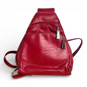 Vintage 90s Red Leather Backpack
